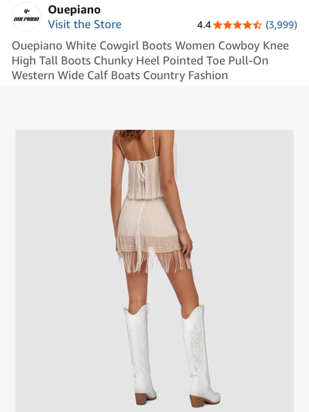 NWOB White Knee-High Cowgirl Wide Calf Boots